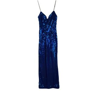 Karen Okada David Howard Climax Blue Sequins Mermaid Gown Style 1494 Size 7/8